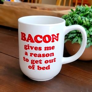 Bacon funny coffee cup/mug white and red